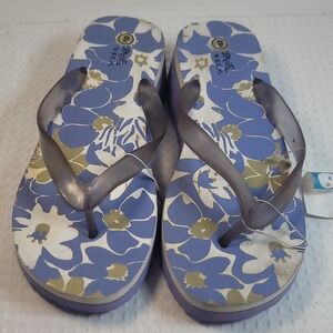 Women's Floral Purple Flip Flop Sandals